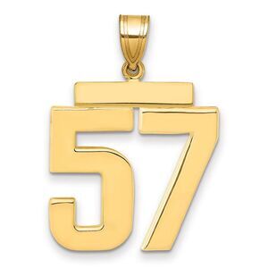 14k Yellow Gold, Athletic Collection, Large Polished Number 57 Pendant